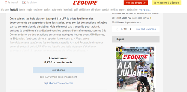 LEquipe Front Page